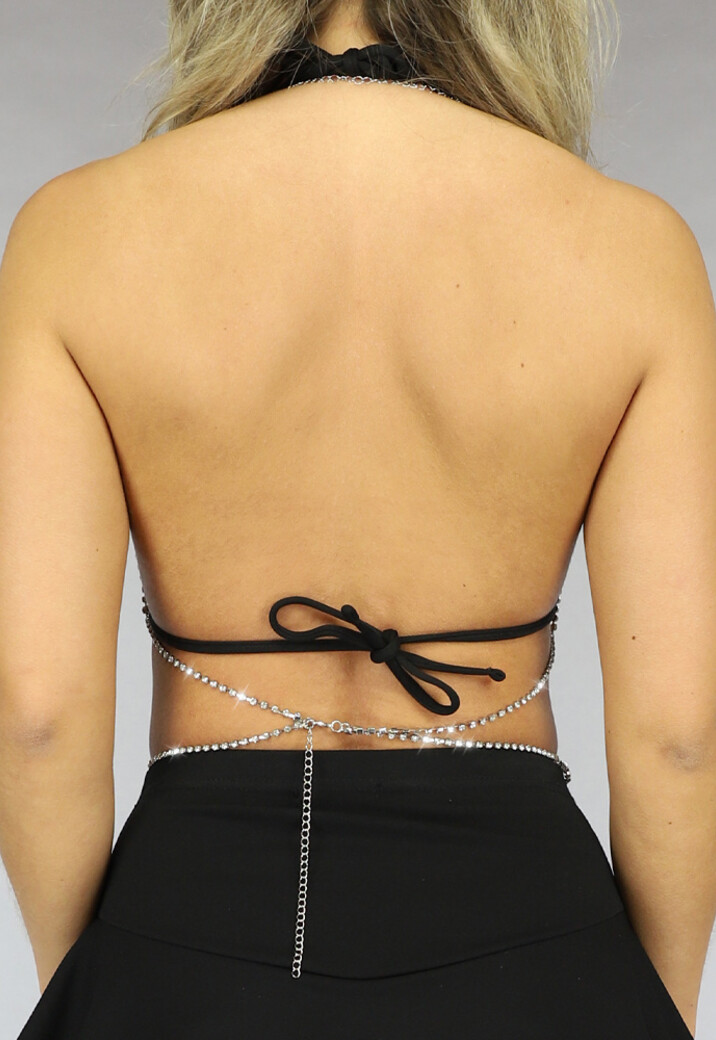 Halter Top Bodychain met Strass Steentjes
