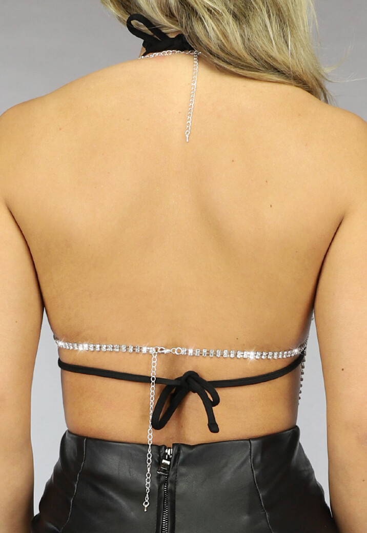 Strass Stenen Topje met layered Ketting