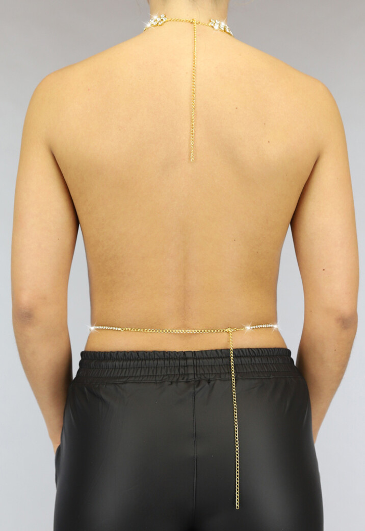 Bodychain met Choker en Steentjes