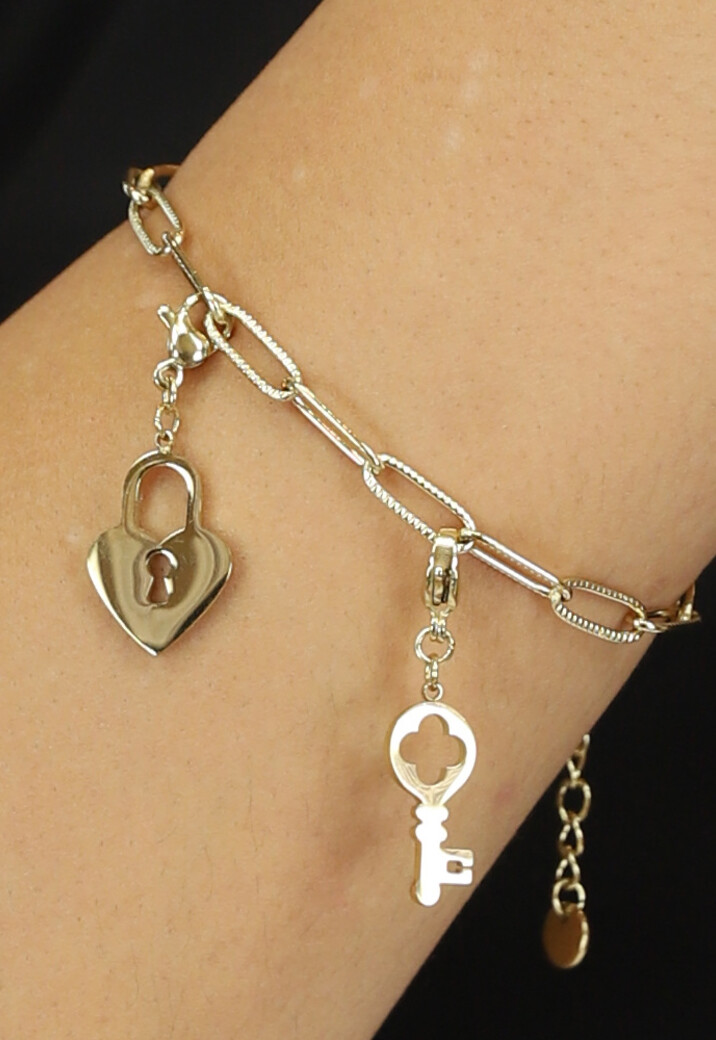 Gouden Armband met Key To My Heart Bedeltjes