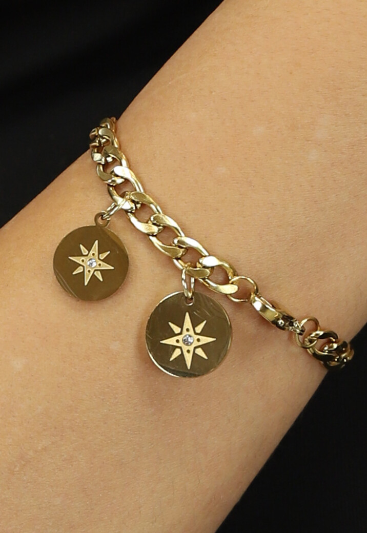 Gouden Chain Armband met Star Bedeltjes