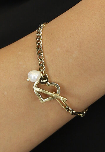 BF2023 Gouden Armband met Bow In Heart Schakel