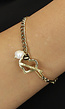 Gouden Armband met Bow In Heart Schakel en Pareltje