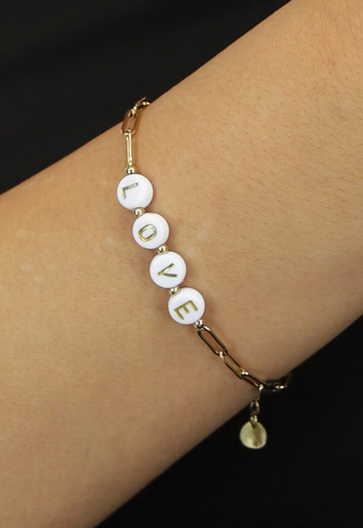 Gouden Armband met Love Kraaltjes