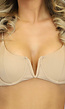 Beige Bikinitop met V Beugels en Ribstof