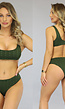 Groen Padded Bikinitop met Schakelpatroon