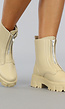 Khaki Biker Boots met Enkele Rits