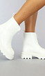 Stoere Witte Lederlook Boots met Zwarte Rits