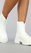 Stoere Witte Lederlook Boots met Zwarte Rits