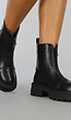 Stoere Zwarte Lederlook Boots met Zwarte Rits