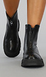 Stoere Zwarte Lederlook Boots met Zwarte Rits