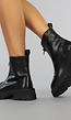 Stoere Zwarte Lederlook Boots met Zwarte Rits