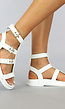 Witte Lederlook Sandalen met Gespsluitingen