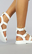 Witte Lederlook Sandalen met Gespsluitingen