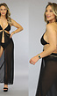 Zwarte Bikini Set met Vaste Cover Up Rok  en Gouden details