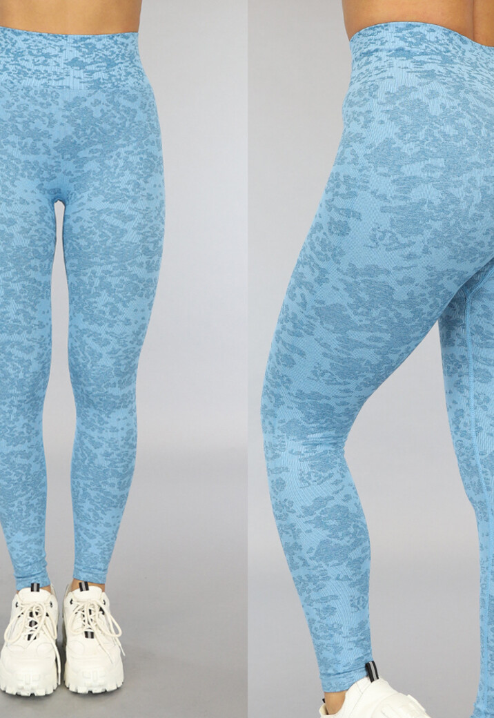 Blauwe Gemêleerde Squat Proof Sportlegging