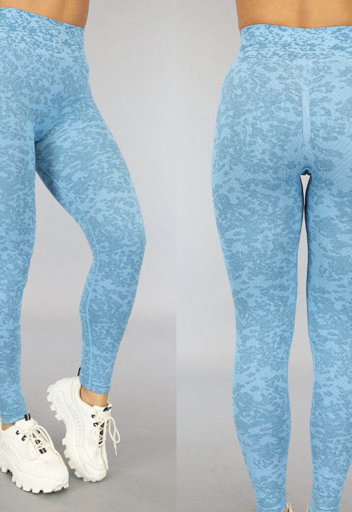 Blauwe Gemêleerde Squat Proof Sportlegging