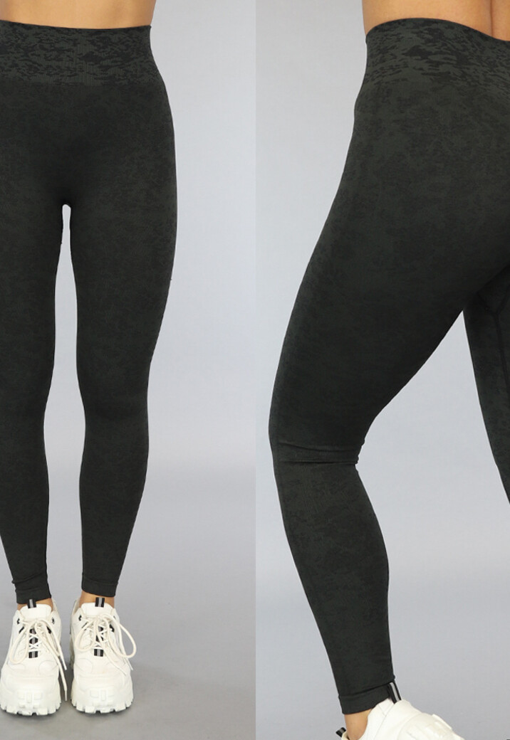 Donkergroene Gemêleerde Squat Proof Sportlegging