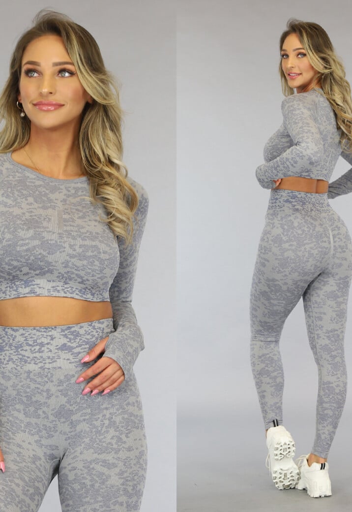 Grijze Gemêleerde Sporttop met Duimgaten