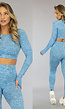 Blauwe Gemêleerde Sporttop met Duimgaten