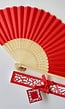Rode Zijden Waaier van Bamboe