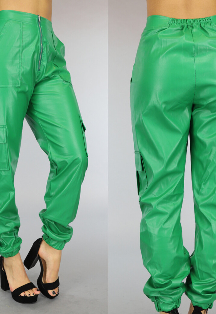 Groene Lederlook Cargo met Rits