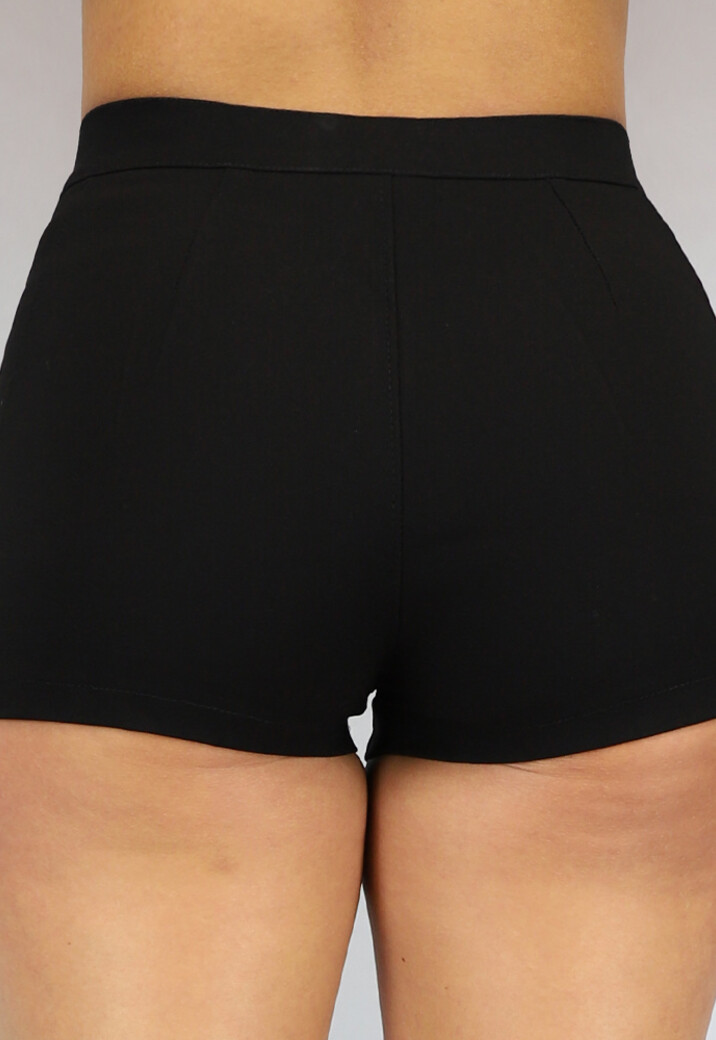 Zwart High Waist Broekje met Riempjes
