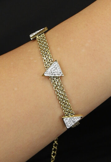 SALE80 Gouden Armband met Strass Driehoekjes