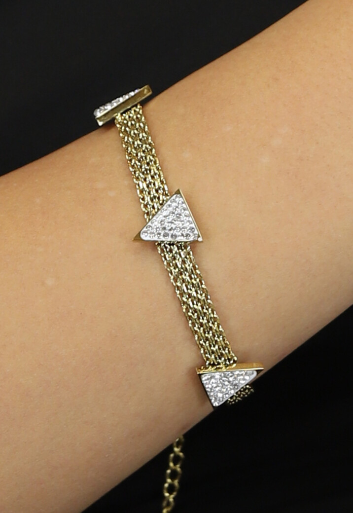 Gouden Armband met Strass Driehoekjes