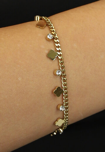 BF2023 Gouden Armband met Kleine Bloemetjes