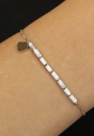 OP=OP! Gouden Armband met Witte Kraaltjes