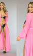 Neon Roze See Through Kimono met Gouden Band