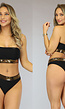 Zwart met Gouden Bandeau Bikinitop met Fishnet Effect en Pads