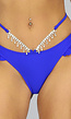 Blauw Bikinibroekje met Strass en Ruches