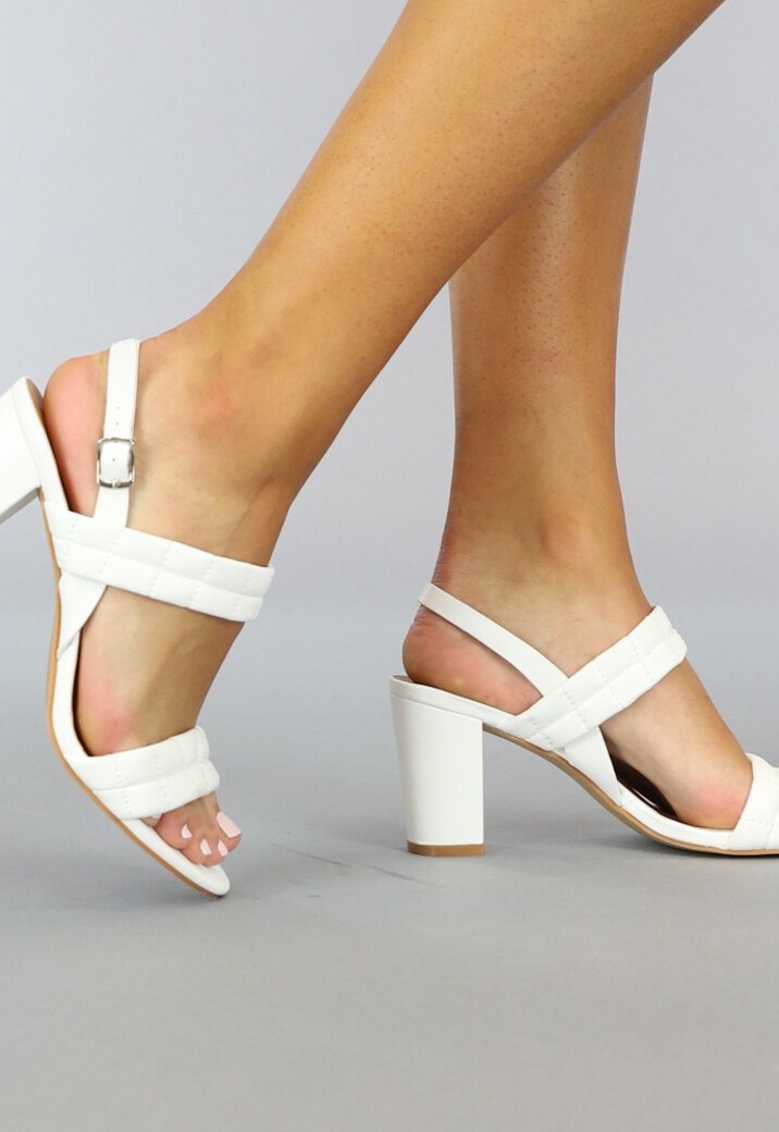 Witte Retro Sandaletten met Blok Motief