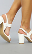 Witte Retro Sandaletten met Blok Motief
