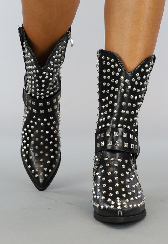 Zwarte Cowboy Boots met Spikes