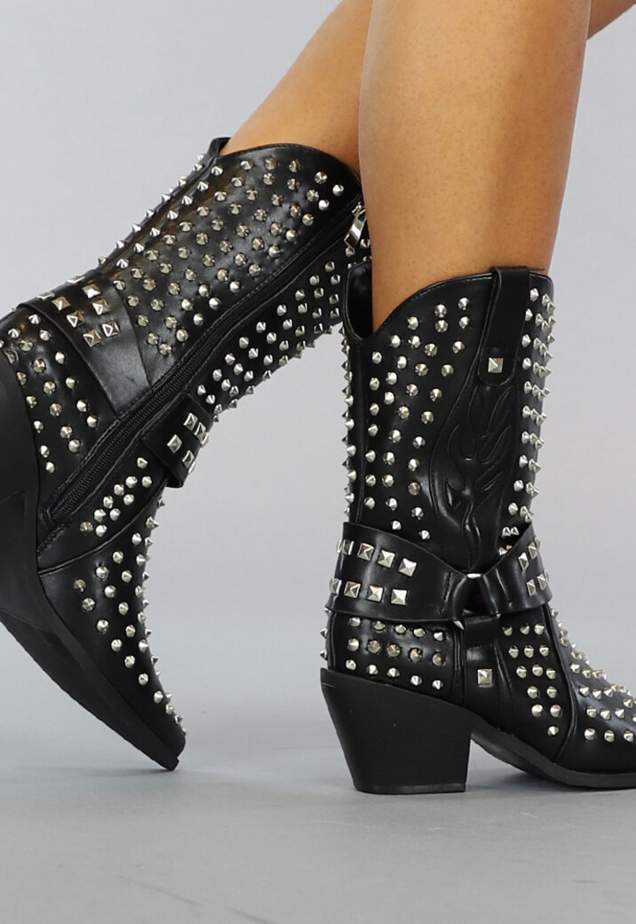Zwarte Cowboy Boots met Spikes