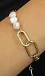 Gouden Armband met Ovalen en Parels