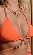 Oranje Triangel Wrap Bikinitop met Gouden Details