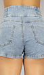 High Waist Stretch Denim Short met Zilveren Details