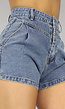 Tapered Jeans Short Blauw