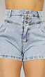 Tapered Jeans Short met Knopen Lichtblauw