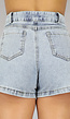 Tapered Jeans Short met Knopen Lichtblauw