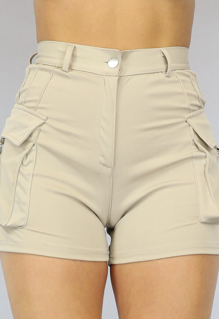 Elastische Cargo Short met Zilveren Details