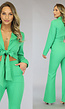 Groene Korte Blazer met Strikdetails