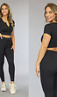 Zwarte Rib Stretchy Sportset