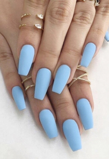 Matte Babyblauwe Kunst Nagels