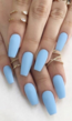 Matte Babyblauwe Kunst Nagels