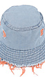 Denim Bucket Hat met Oranje Details